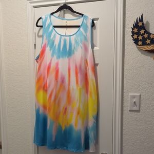Colorful Tie-Dye Sleeveless Dress